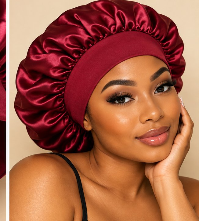 5-Piece Satin Set in Burgundy